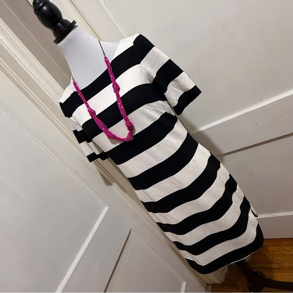 Eliza J Black and White Dress with Hot Pink Zipper